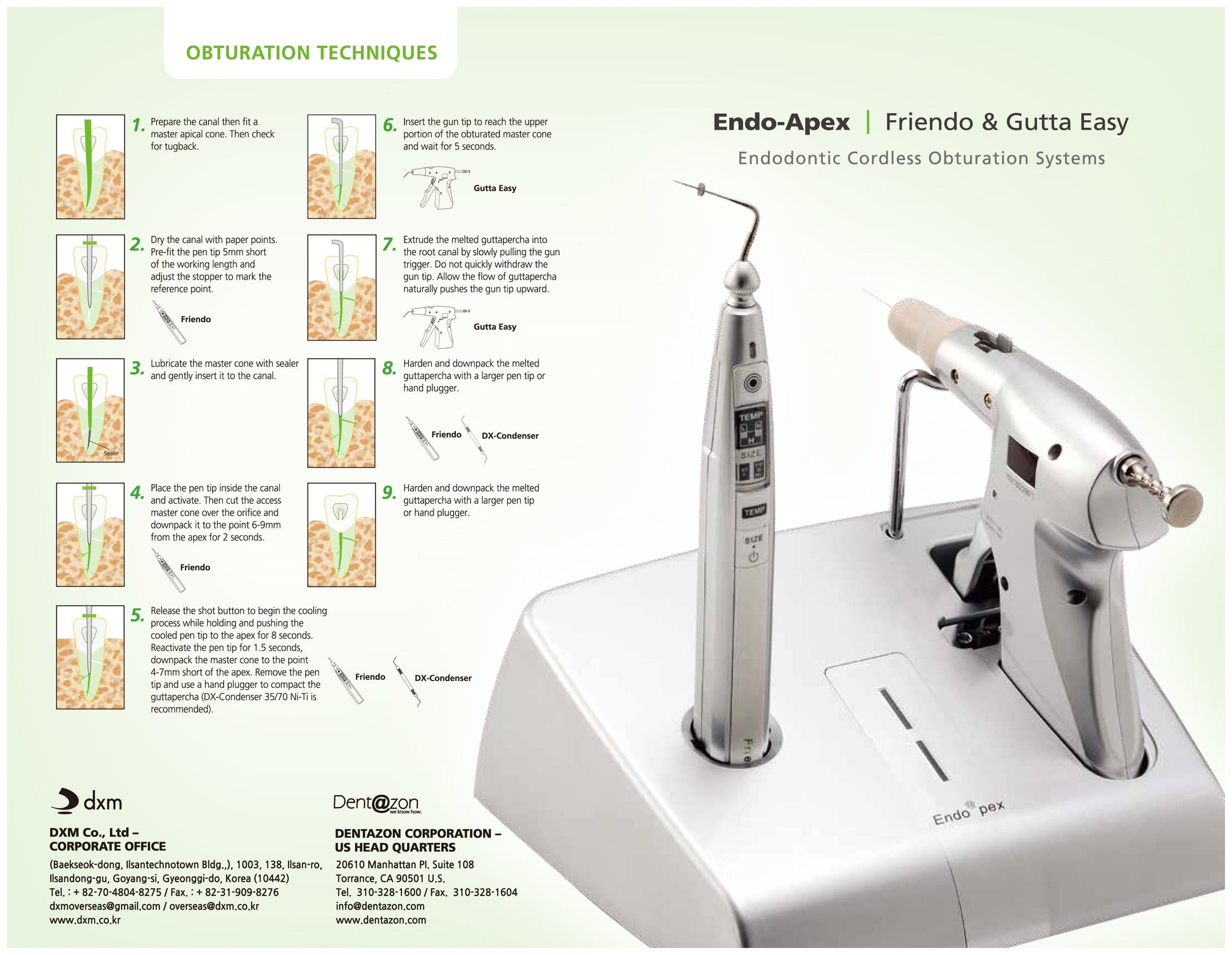 Obturation techniques for the Gutta easy backfill endodontic obturation gun.